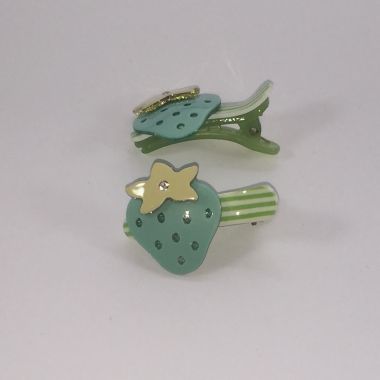 Patterned crocodile clips with strawberry