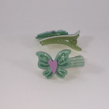 Patterned crocodile clip with butterfly