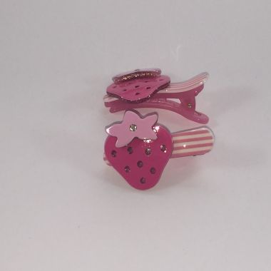 Patterned crocodile clips with strawberry