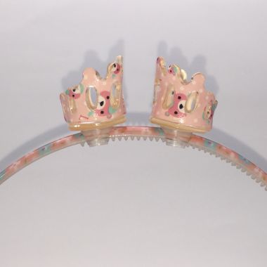 Patterned head band with 2pcs mini crown
