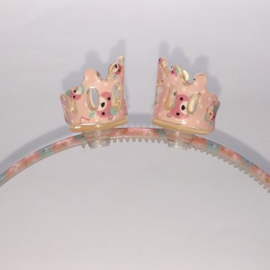 Patterned head band with 2pcs mini crown