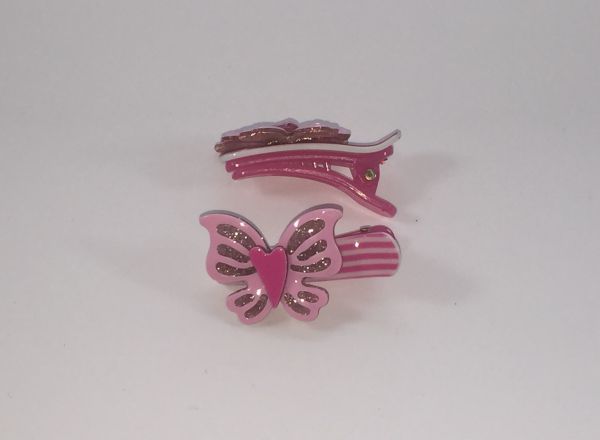 Patterned crocodile clip with butterfly