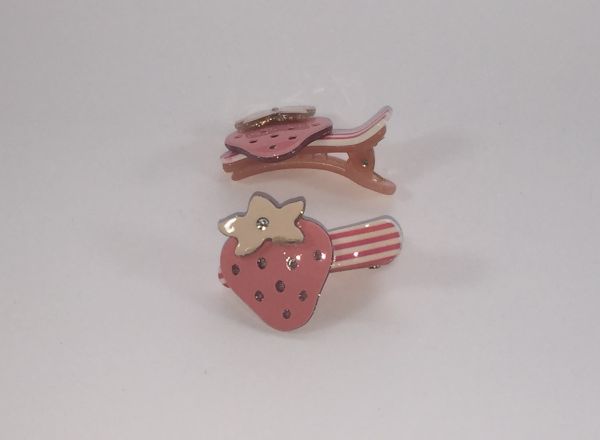 Patterned crocodile clips with strawberry