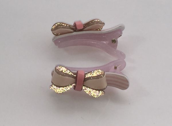 Crocodile clips with glittery bow