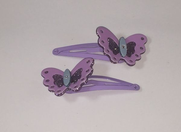 Kids snap clip with glittered butterfly shape