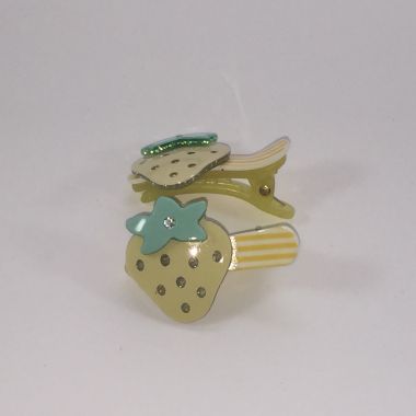 Patterned crocodile clips with strawberry