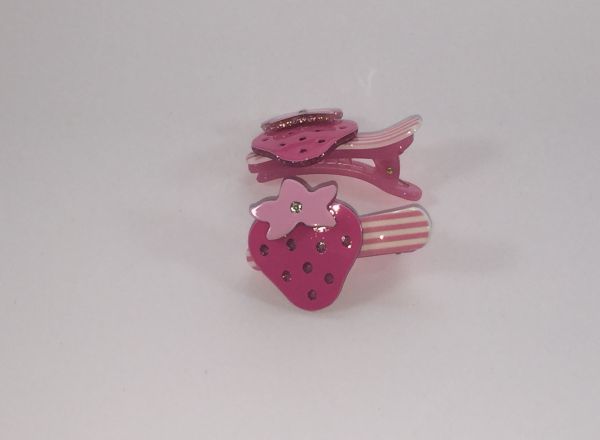 Patterned crocodile clips with strawberry