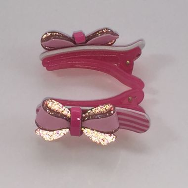 Crocodile clips with glittery bow