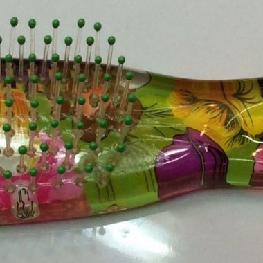 Hairbrush flower printed