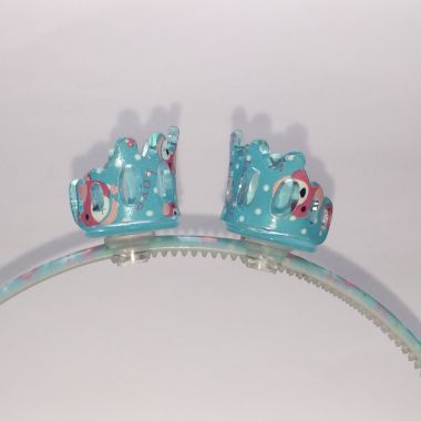 Patterned head band with 2pcs mini crown