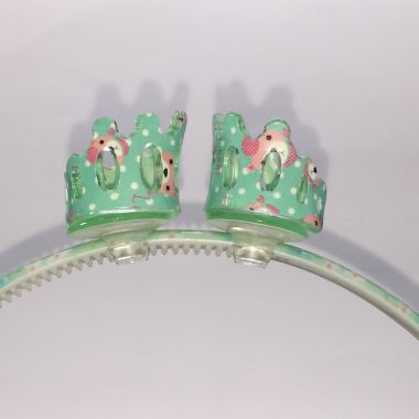 Patterned head band with 2pcs mini crown